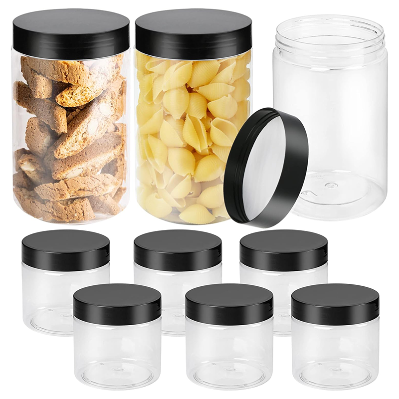 Crystal-clear wide mouth PET jar for food packaging